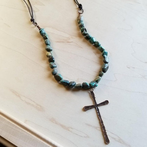 African Turquoise Cross Necklace