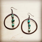 Natural Turquoise & Wood Hoop Earrings