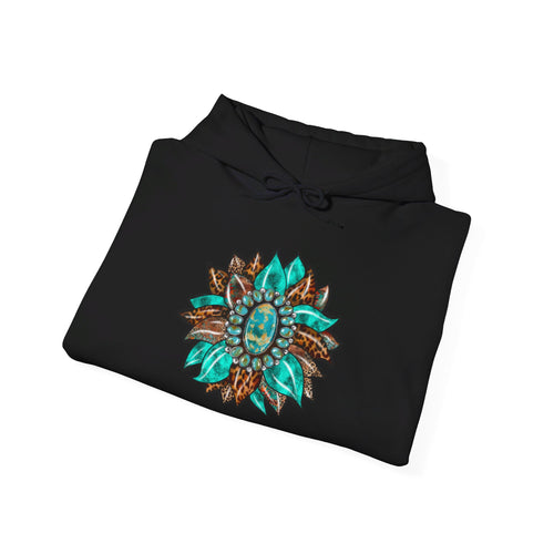 Turquoise Sunflower Hoodie