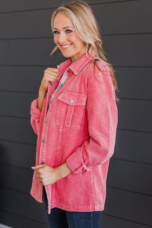 Pink Corduroy Shacket - Brindle Boutique 