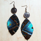 Oval Earrings in Blue Navajo with Copper