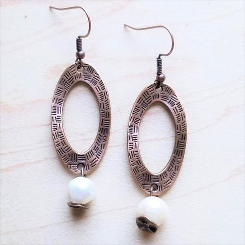 Copper & Freshwater Pearl Earrings - Brindle Boutique 