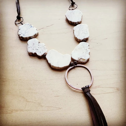 White Turquoise Necklace with Tassel