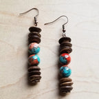 Turquoise and Wood Earrings
