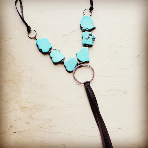 Blue Turquoise Necklace with Tassel