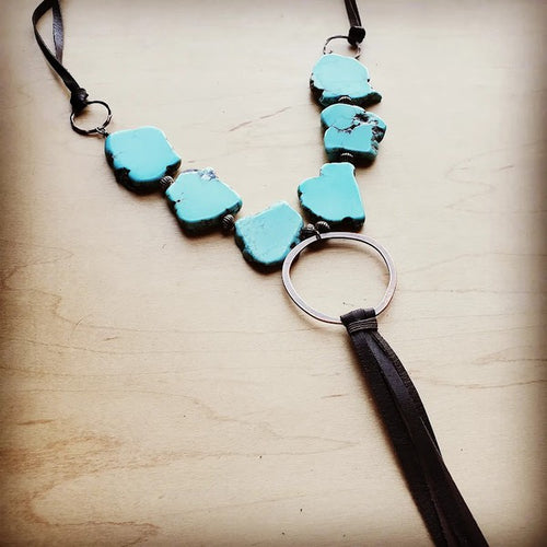Blue Turquoise Necklace with Tassel