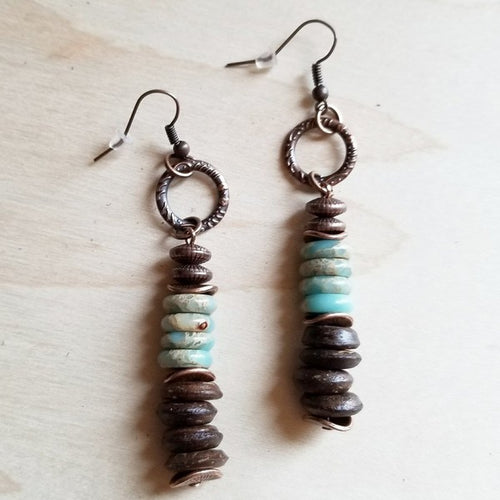 Aqua Terra & Wood Earrings