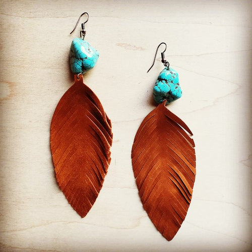 Turquoise Feather Earrings