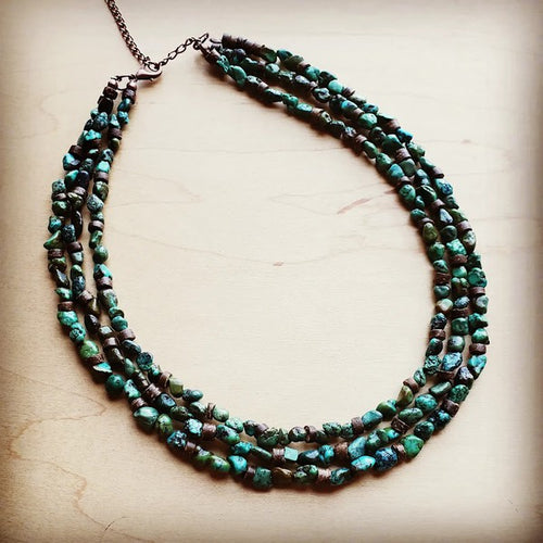 Turquoise & Wood Necklace - Brindle Boutique 