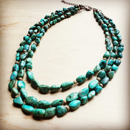 Turquoise & Wood Necklace - Brindle Boutique 