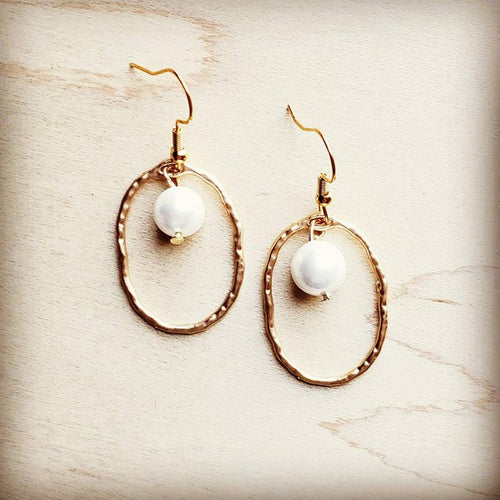 Gold Hoop Earrings with Pearl