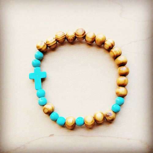 Blue Turquoise Cross Bracelet - Brindle Boutique 