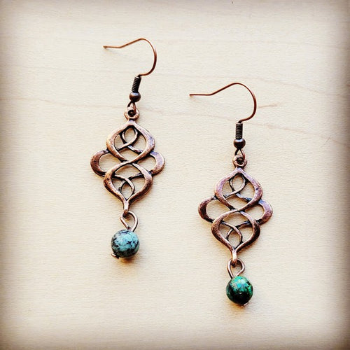 African Turquoise Scroll Earrings