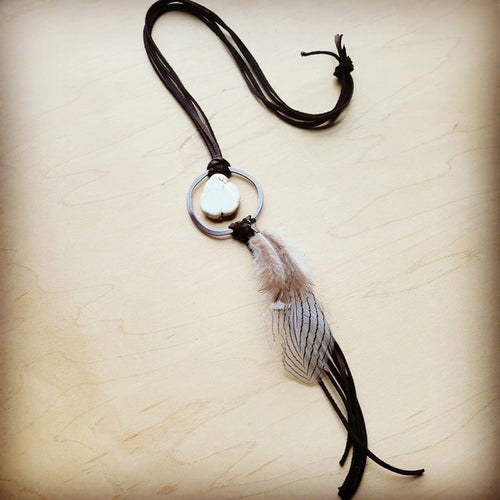 White Turquoise & Feather Necklace