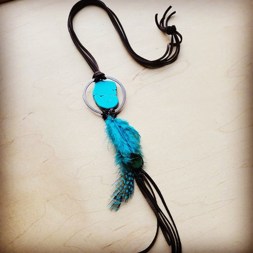 Turquoise & Feather Necklace