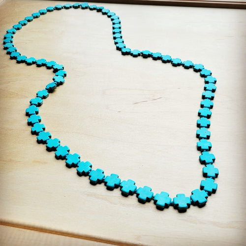 Turquoise Beaded Cross Necklace