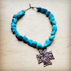 Blue Turquoise Cross Necklace