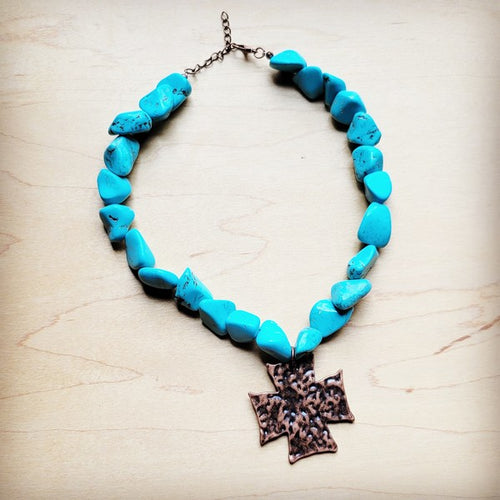 Blue Turquoise Cross Necklace