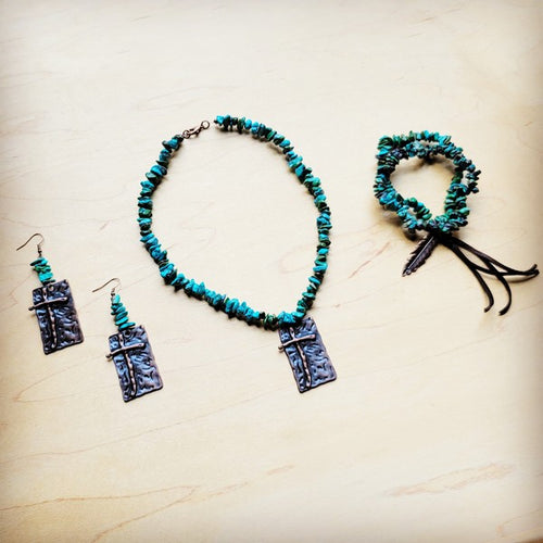 Turquoise Cross Earrings