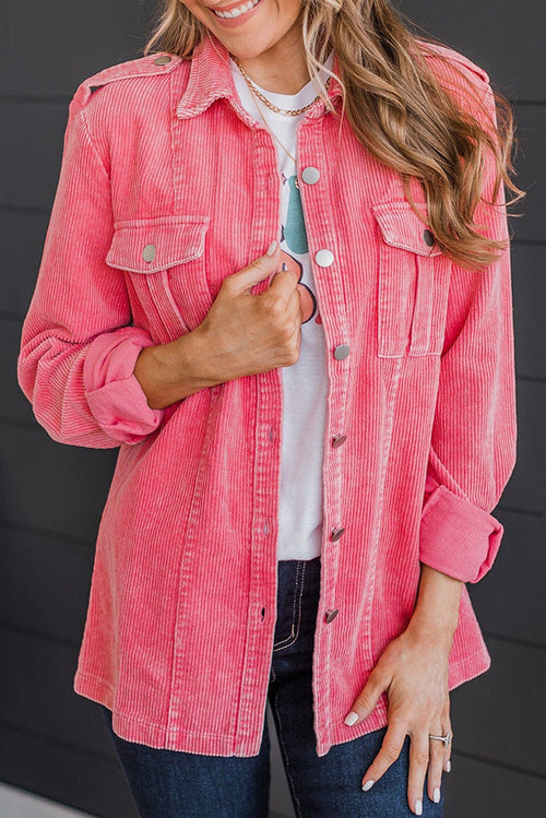 Pink Corduroy Shacket - Brindle Boutique 