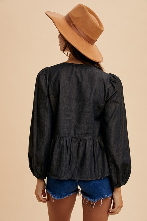 Peplum Denim Top