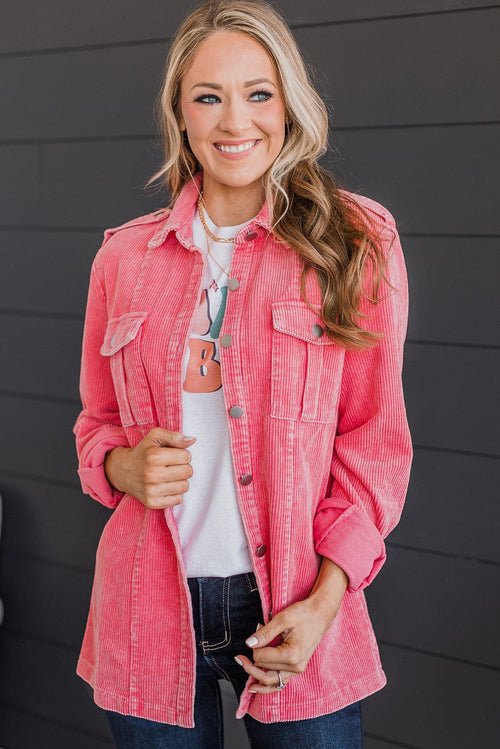 Pink Corduroy Shacket - Brindle Boutique 