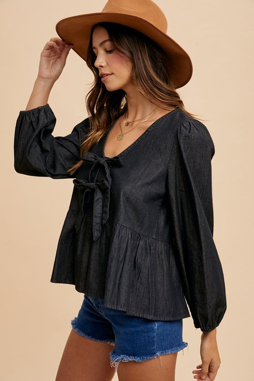 Peplum Denim Top