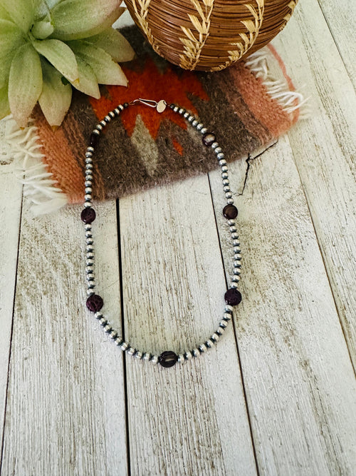 Navajo Pearl & Purple Spiny Beaded Necklace