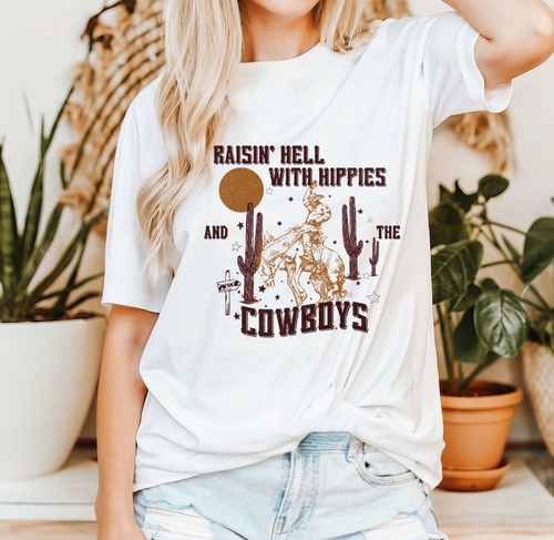 Raising Hell with Hippies and Cowboys Tee