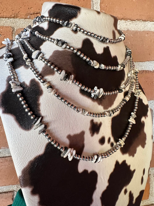 Navajo Pearl & White Buffalo Beaded Necklace