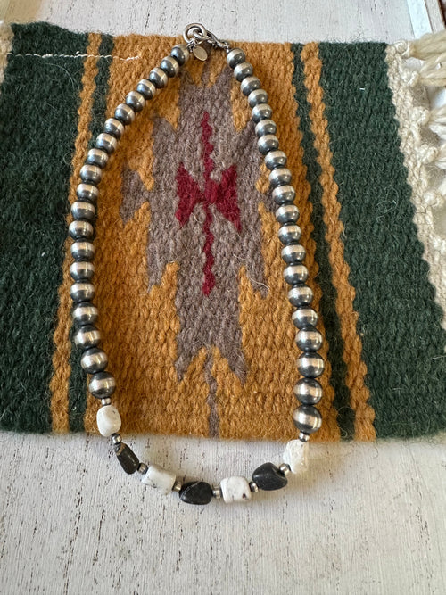 Navajo Pearls & White Buffalo Beaded Necklace