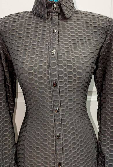 Dark Grey Textured Lycra Shirt