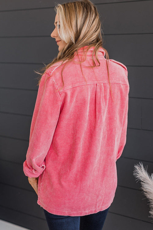 Pink Corduroy Shacket - Brindle Boutique 