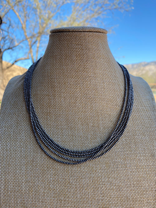 Sterling Silver Beaded Necklace 24in