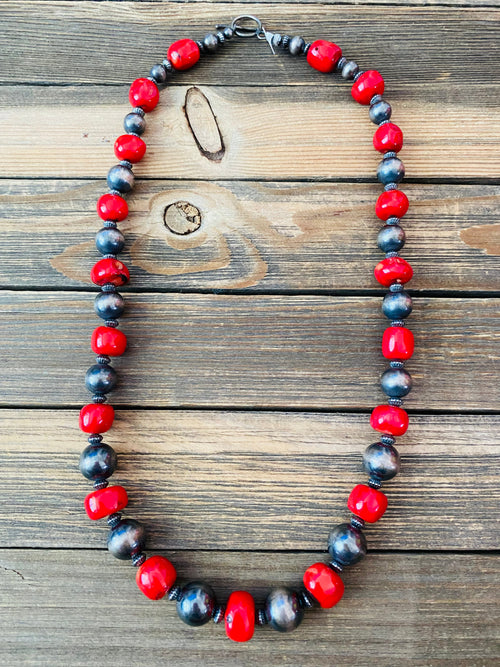 Navajo Pearls & Coral Necklace