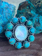 Mother of Pearl & Kingman Turquoise Ring